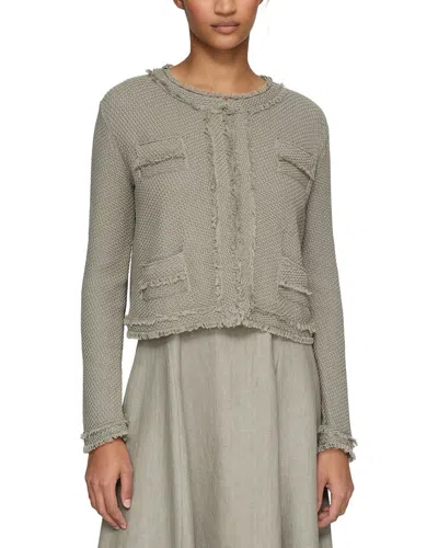 Lafayette 148 New York Textured Stitch Cropped Jacket In Green