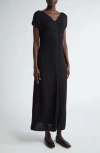 Lafayette 148 New York Textured Stitch Tussah Silk Midi Dress In Black Multi