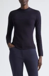 Lafayette 148 New York Textured Stripe Raglan Sleeve Sweater In Black