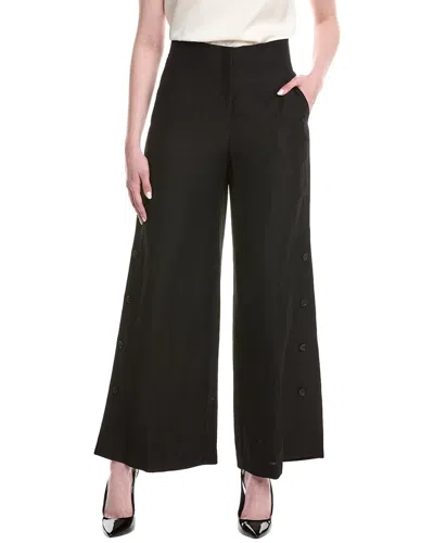 Lafayette 148 New York Thames Linen-blend Wide Leg Pant In Black