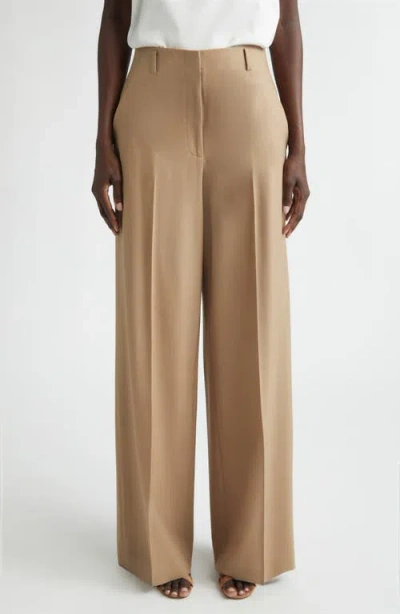 Lafayette 148 New York Thames Tropical Wool Blend Wide Leg Pants In Brown