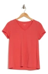 Lafayette 148 New York The Modern V-neck T-shirt In Vibrant Coral