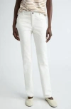 Lafayette 148 Thompson Dynamic Herringbone Jacquard Slim-leg Jeans In White