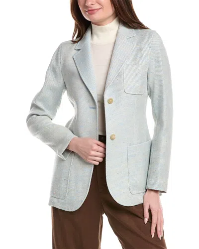 Lafayette 148 New York Three Pocket Silk-blend Blazer In Blue