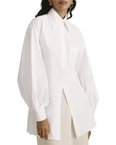 Lafayette 148 New York Tie Back Oversized Shirt In White