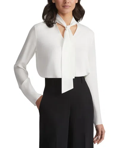 Lafayette 148 New York Tie Collar Blouse In White