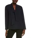 Lafayette 148 New York Tie-collar Silk Blouse In Black
