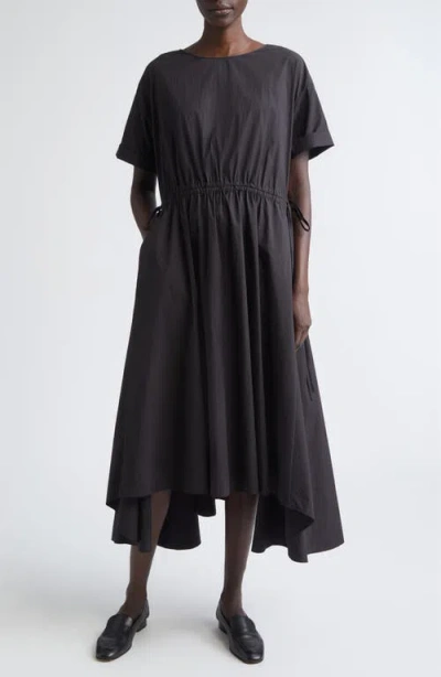 Lafayette 148 New York Travel Cotton Gathered Waist Shift Dress In Black
