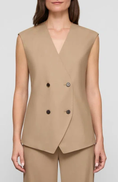 Lafayette 148 New York Tropical Wool Blend Double Breasted Vest In Nude