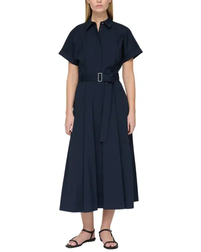 Lafayette 148 New York Upland Dress With Self Belt In Blue