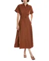 Lafayette 148 New York Upland Dress With Self Belt In Brown