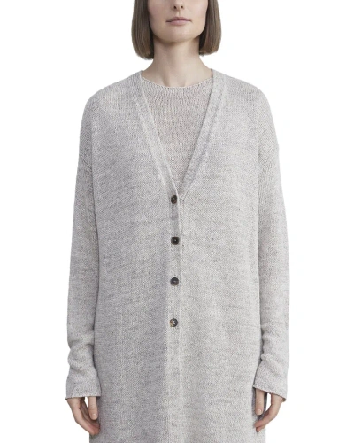 Lafayette 148 New York V-neck Button Front Cardigan In Gray