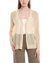 Lafayette 148 New York V-neck Button Front Wool-blend Cardigan In Brown