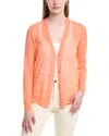 Lafayette 148 V-neck Button Front Wool-blend Cardigan In Orange