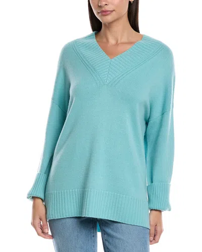 Lafayette 148 New York V-neck Cashmere Sweater In Blue