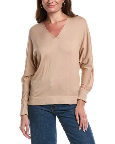 Lafayette 148 New York V-neck Dolman Wool & Silk-blend Sweater In Brown