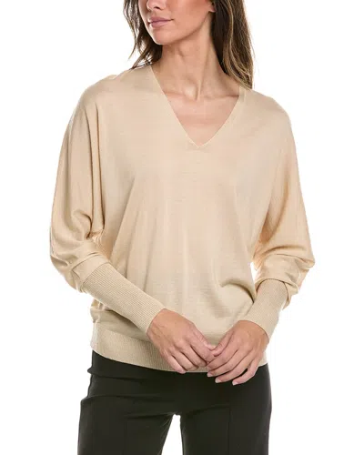 Lafayette 148 New York V Neck Dolman Wool & Silk-blend Sweater In Brown