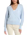 Lafayette 148 New York V-neck Wrap Silk-blend Sweater In Blue
