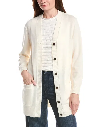 Lafayette 148 New York V-neck Buton Front Silk Cardigan In White