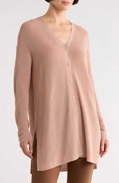 Lafayette 148 New York V-neck Button Cardigan In Pink