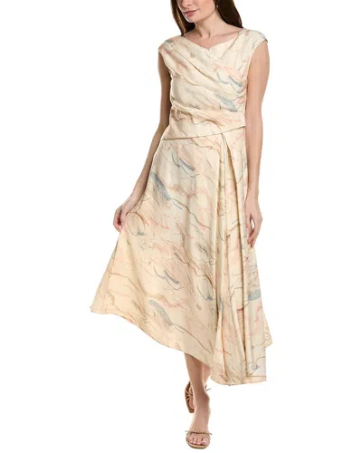 Lafayette 148 New York V-neck Drape Dress In Multi