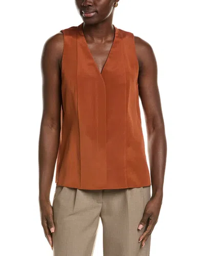 Lafayette 148 New York V-neck Sleeveless Blouse In Orange
