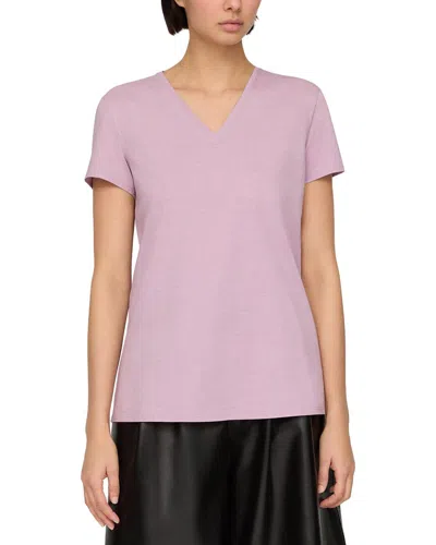 Lafayette 148 Plus Size Cotton Jersey Short Sleeve V Neck T Shirt In Lavender Tint