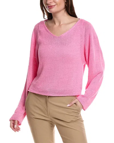 Lafayette 148 New York Voluminous Sleeve V-neck Sweater In Pink