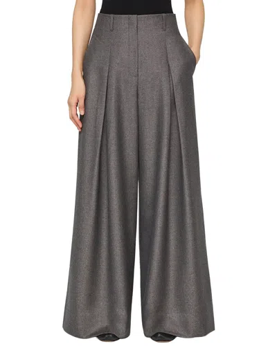 Lafayette 148 New York Warren Inverted Pleat Wool-blend Wide Leg Pant In Gray