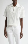 Lafayette 148 Cropped Burnout Boxy Blouse In White
