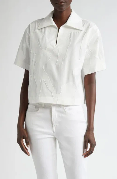 LAFAYETTE 148 LAFAYETTE 148 NEW YORK WIDE COLLAR JACQUARD POPOVER BLOUSE