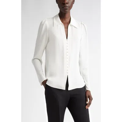 Lafayette 148 New York Wide Collar Puff Sleeve Silk Blouse In Cloud