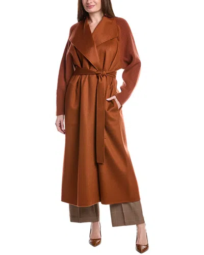 Lafayette 148 New York Wing Collar Cashmere Coat In Orange