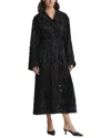 Lafayette 148 New York Wing Collar Longline Silk-blend Coat In Black