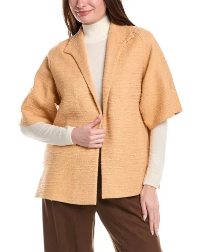 Lafayette 148 New York Wing Collar Short Sleeve Jacket In Brown