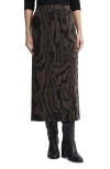Lafayette 148 Pleated Abstract-print Midi Pencil Skirt In Wood Multi