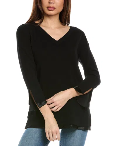 Lafayette 148 New York Wool & Cashmere-blend V-neck Sweater In Black