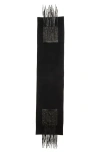 Lafayette 148 New York Wool & Cashmere Scarf With Macramé Leather Fringe In Black