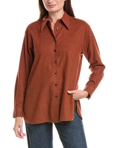 Lafayette 148 New York Wool & Cashmere-blend Shirt In Brown