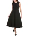 Lafayette 148 Woolsilk Crepe Sleeveless A-line Dress In Black
