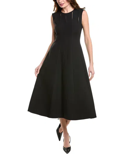Lafayette 148 Wool-silk Crepe Cutout Dress In Black