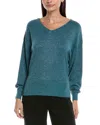 Lafayette 148 New York Wool & Silk-blend Voluminous Sleeve V-neck Sweater In Blue