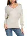 Lafayette 148 New York Wool & Silk-blend Voluminous Sleeve V-neck Sweater In Grey