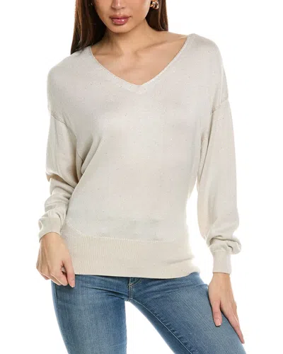 Lafayette 148 New York Wool & Silk-blend Voluminous Sleeve V-neck Sweater In Grey