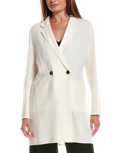 Lafayette 148 New York Wool Double Button Straight Blazer In White