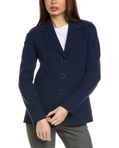 Lafayette 148 New York Wool Three Patch Pocket Blazer In Blue