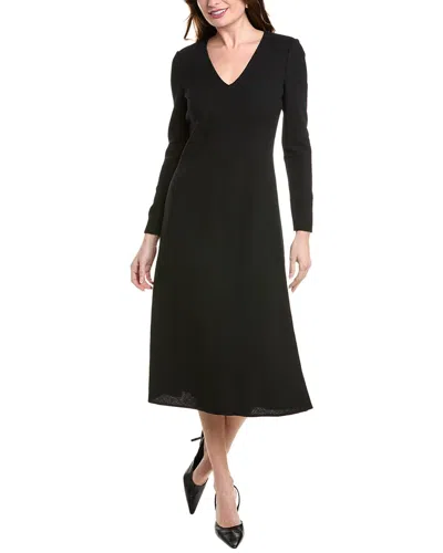 Lafayette 148 New York Wool V-neck Flare Dress In Black