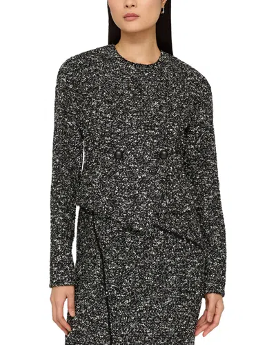 Lafayette 148 New York Double Breasted Asymmetric Fit Wool-blend Jacket In Black
