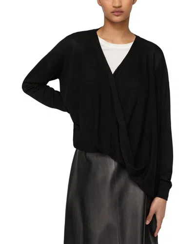 Lafayette 148 New York Wrap Front Oversized Silk-blend Sweater In Purple