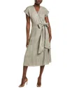 Lafayette 148 New York Wrap Linen Maxi Dress In Gray